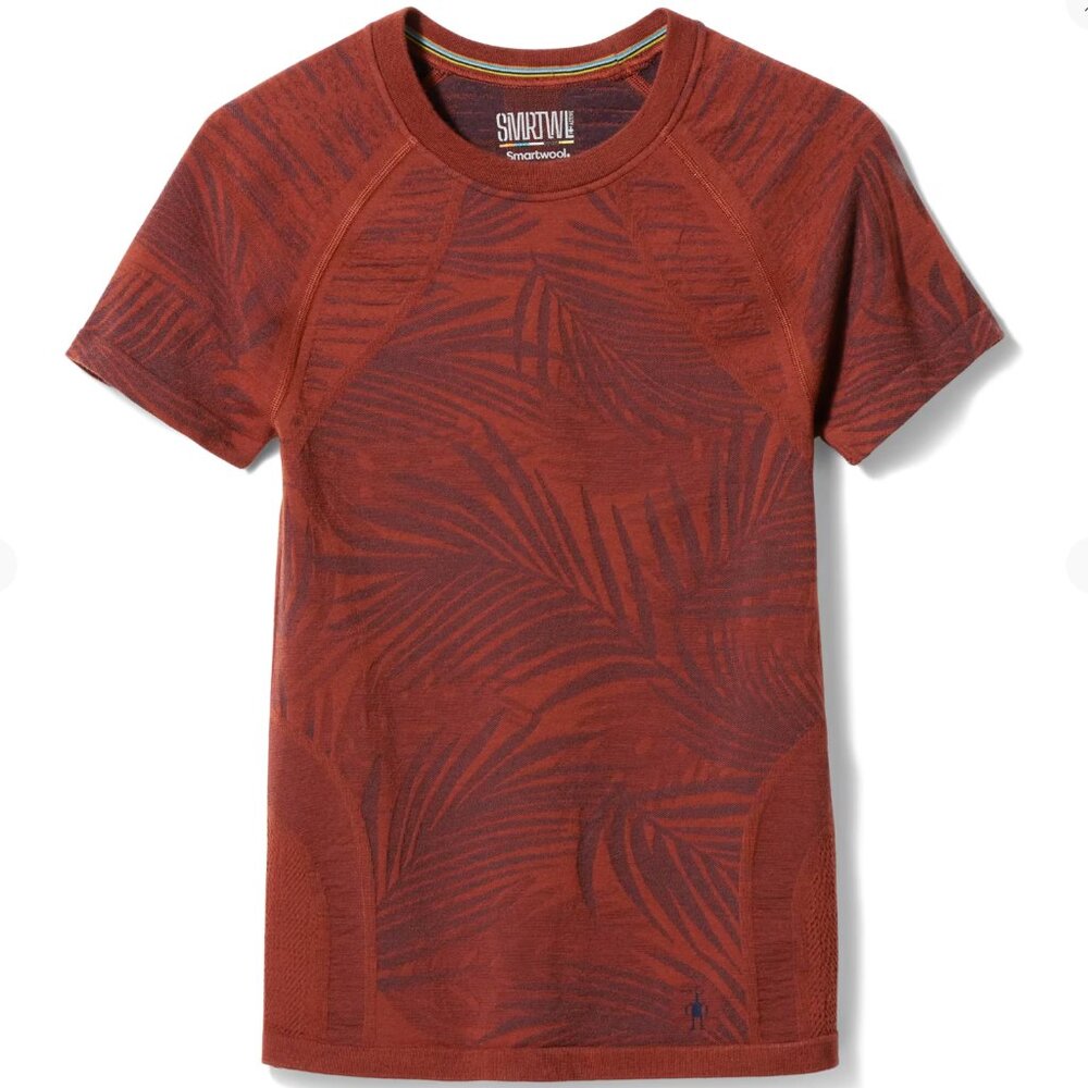 Smartwool Intraknit Active Short Sleeve Shirt - Women’s XL - orange print NWT